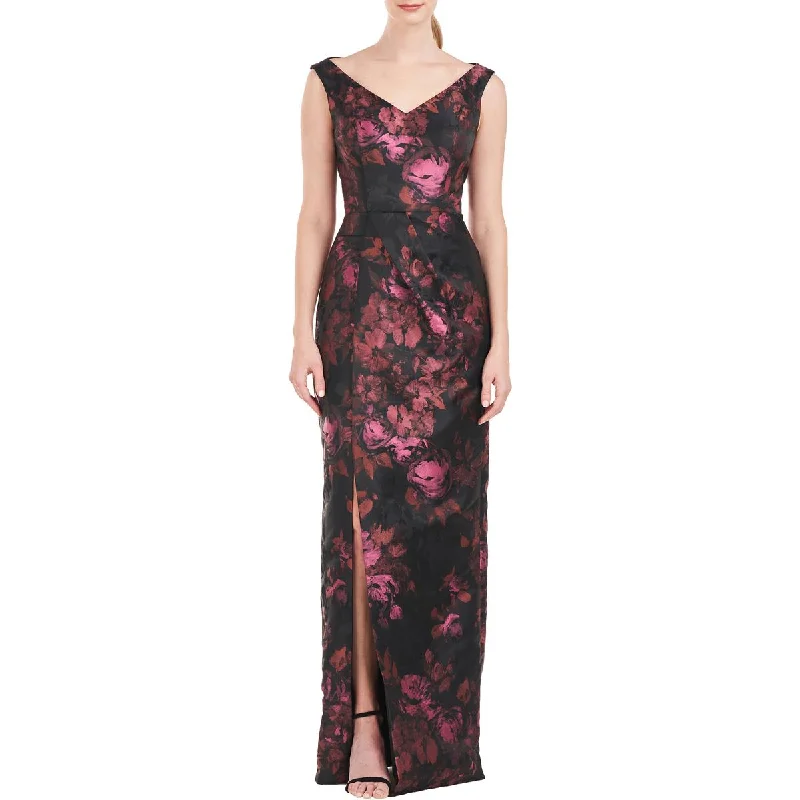 Last Chance Kay Unger New York Womens Floral Print Maxi Evening Dress