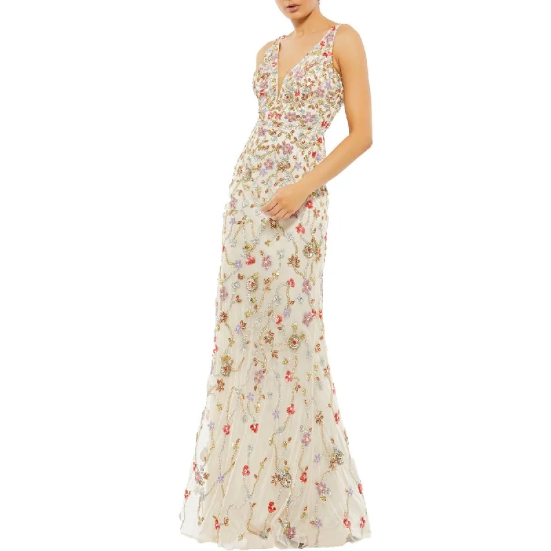 Crazy Deals Mac Duggal Womens Embellished Illusion Evening Dress