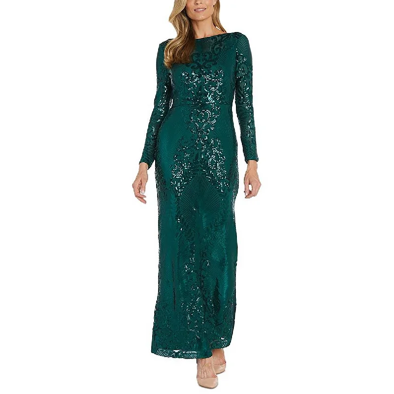 Limited Time Offer R&M Richards Womens Full Length Sequined Evening Dress