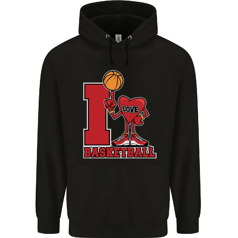 Super Savings I Love Basketball Mens 80% Cotton Hoodie