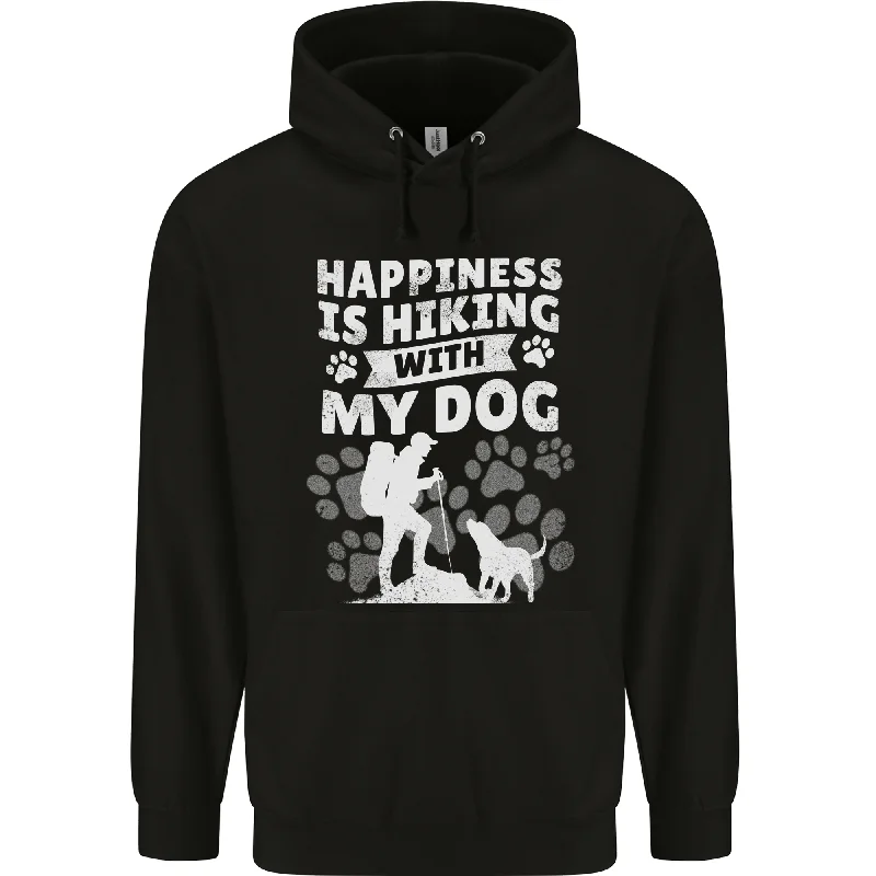 Special Savings Happiness is Hiking With My Dog Funny Trekking Mens 80% Cotton Hoodie