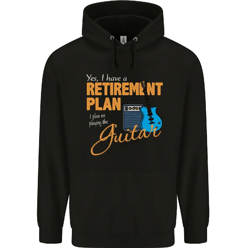 Final Clearance Guitar Retirement Plan Guitarist Acoustic Mens 80% Cotton Hoodie
