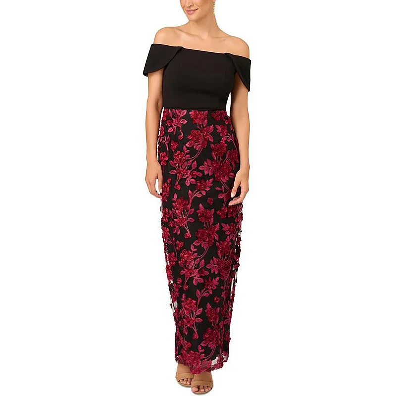 Buy More, Save More Adrianna Papell Womens Floral Off-The-Shoulder Evening Dress