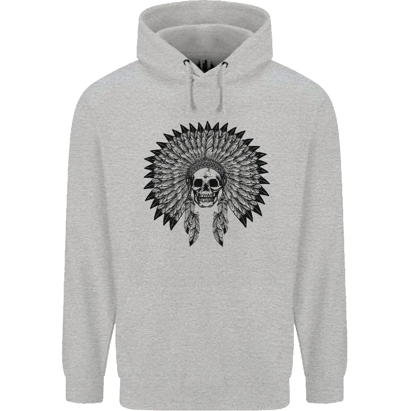 Flash Sale Indian Skull Headdress Biker Motorcycle Mens 80% Cotton Hoodie