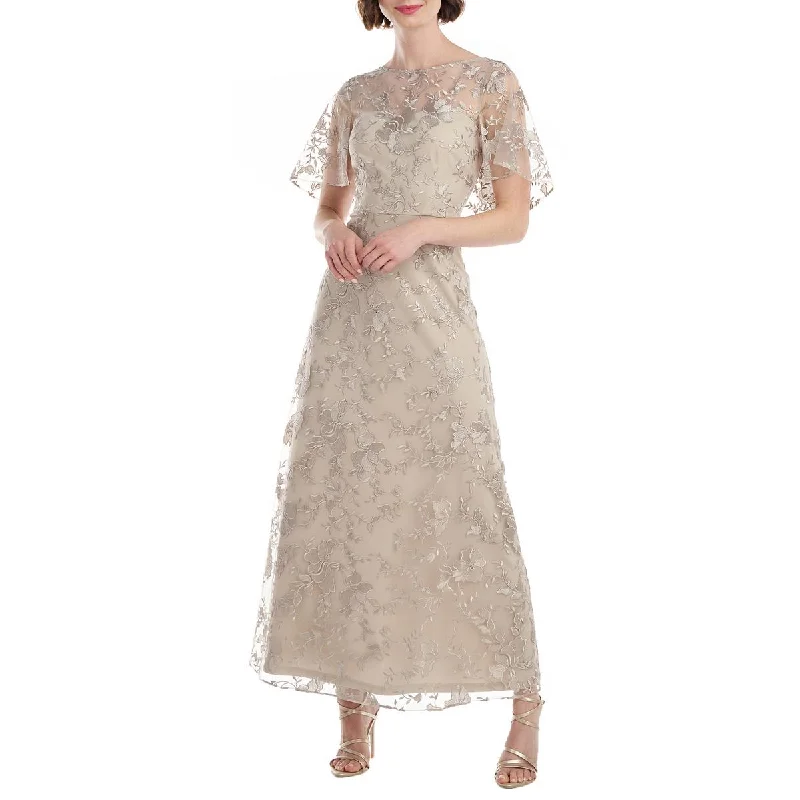 Act Now JS Collections Womens Floral Embroidered Evening Dress