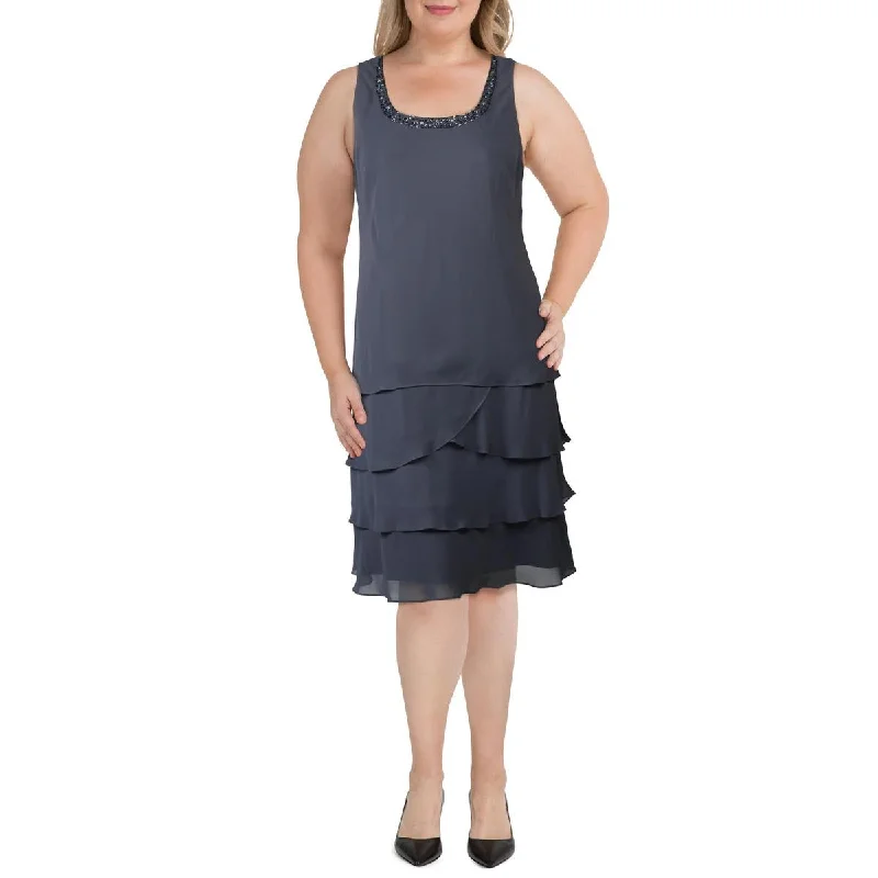 YEAR-End Clearance SLNY Womens Chiffon Tiered Cocktail Dress