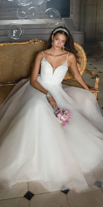 Weekend Deal Deep Scoop Back Scroll Embellished Glitter Tulle Ballgown