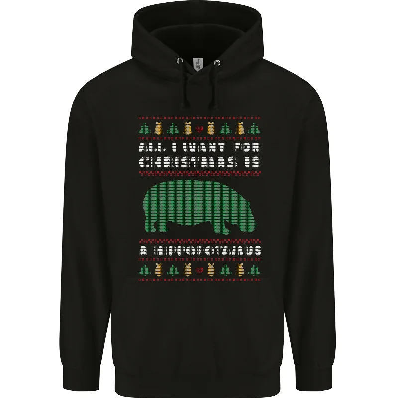 Loyalty Reward Hippopotamus Hippo Christmas Funny Mens 80% Cotton Hoodie