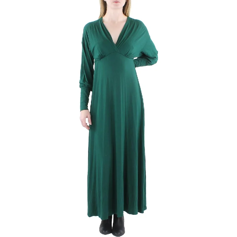 Limited Availability 24seven Comfort Apparel Womens Solid V Neck Maxi Dress