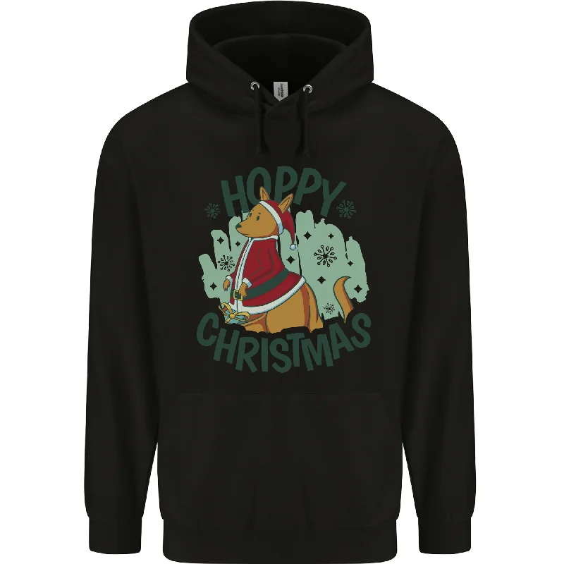 Act Fast Hoppy Christmas Funny Kangaroo Xmas Mens 80% Cotton Hoodie