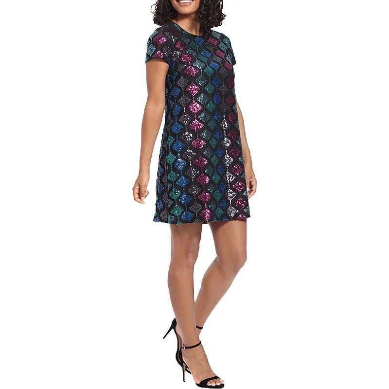 Exclusive Deal London Times Womens Sequined Mini Shirtdress