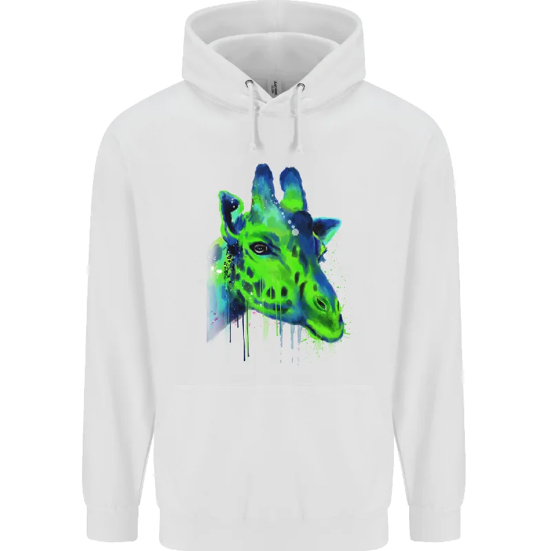 Hurry In Giraffe Watercolour Mens 80% Cotton Hoodie