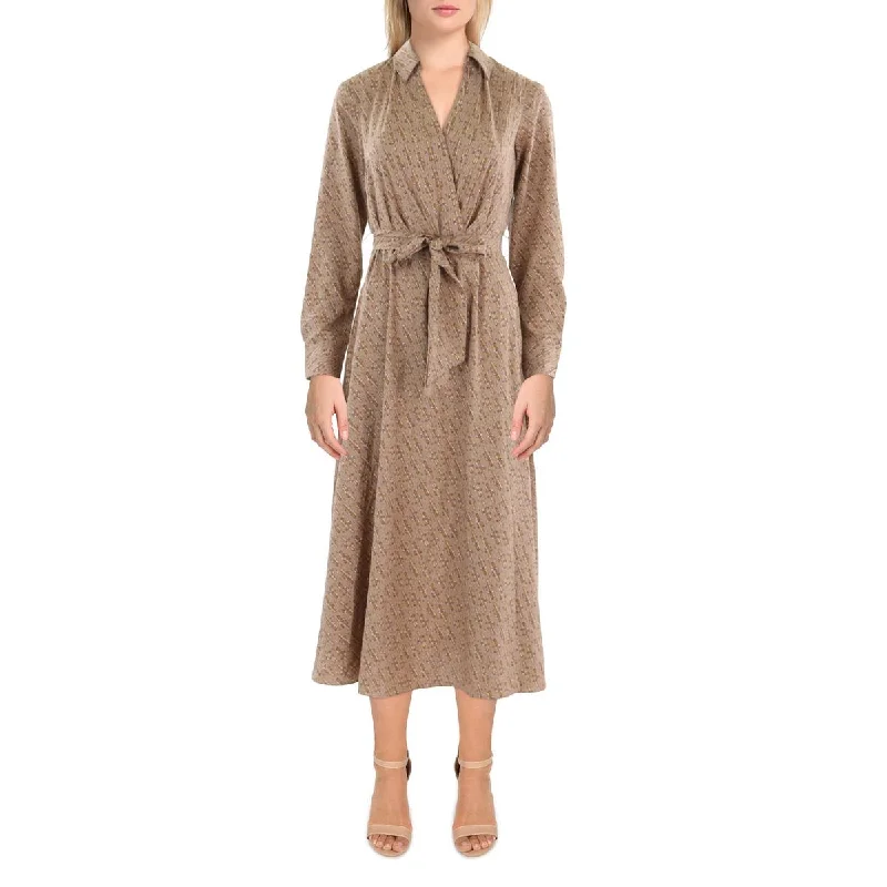 Closeout Sale Lauren Ralph Lauren Womens Surplice Long Sleeve Midi Dress