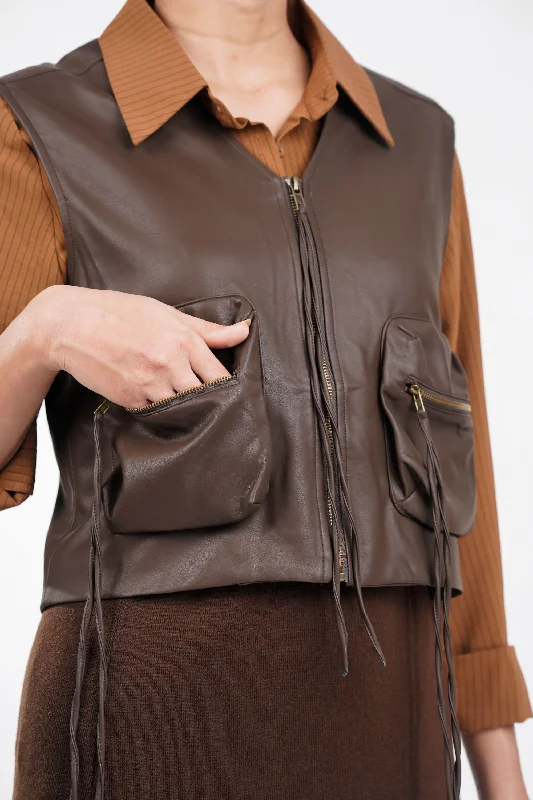 Super Bargain Half-Track Brown Leather Jacket