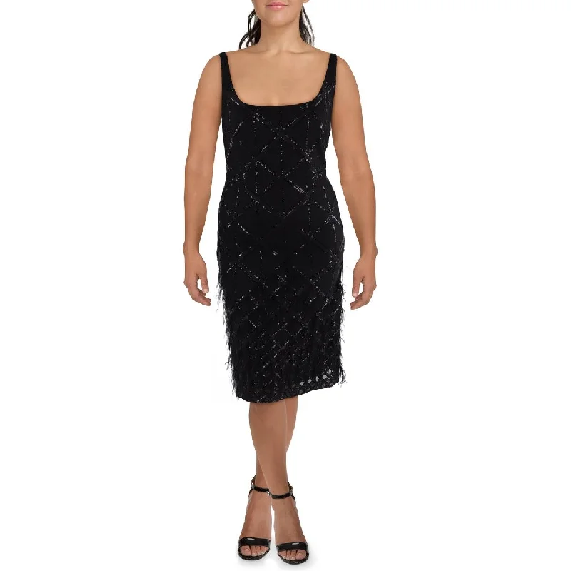 Lowest Prices Donna Karan Womens Sequined Knee-Length Cocktail And Party Dress