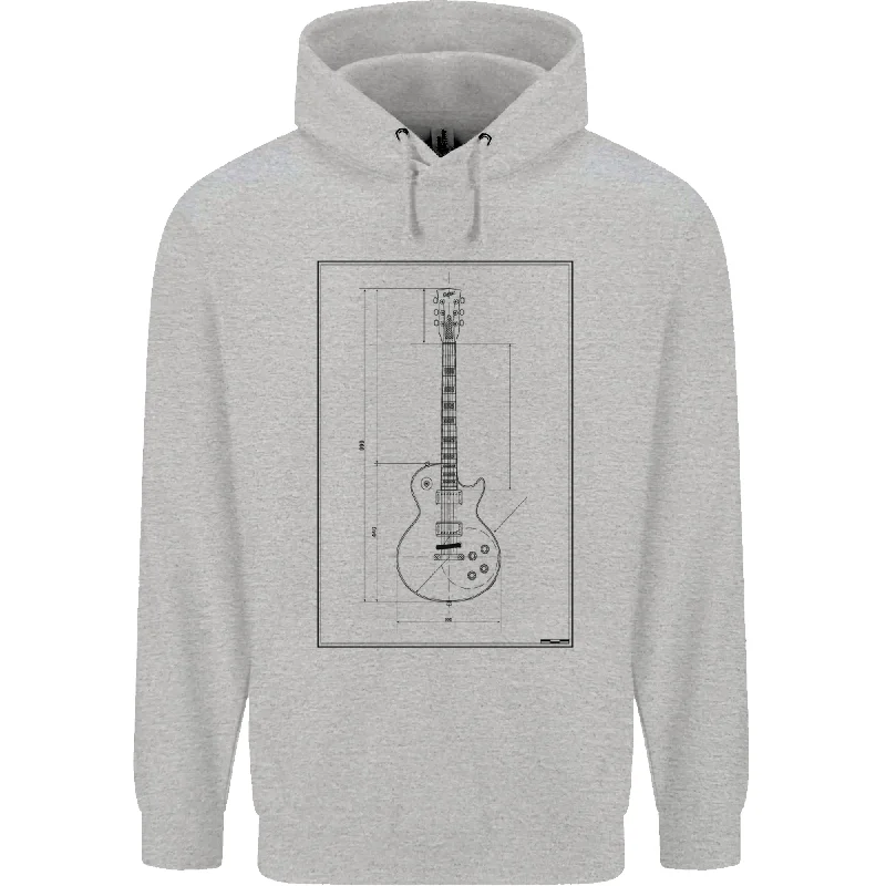 Savings Event Guitar Blueprint Guitarist Electric Mens 80% Cotton Hoodie
