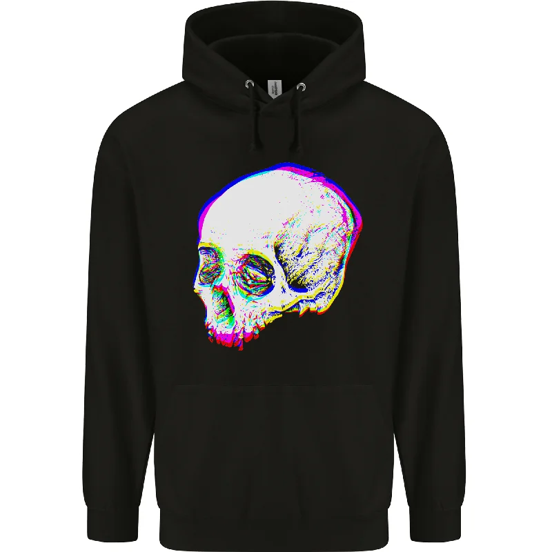 Overstock Glitch Skull Gothic Biker Heavy Metal Rock Mens 80% Cotton Hoodie