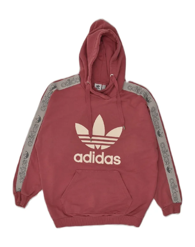 Epic Deals ADIDAS Womens Graphic Hoodie Jumper UK 14 Medium Pink Cotton