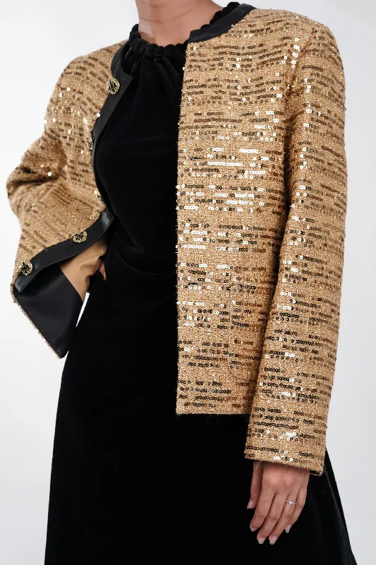 Shop and Save Golden Glimmer Sequined Blazer