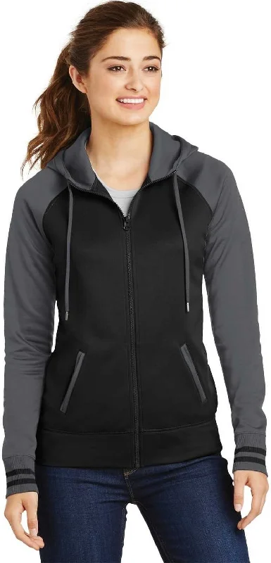 Big Discounts Sport-Tek LST236 Ladies Sport-Wick Varsity Fleece Full-Zip Hooded Jacket - Black Dark Smoke Gray Big Discounts Sport-Tek LST236 Ladies Sport-Wick Varsity Fleece Full-Zip Hooded Jacket - Black Dark Smoke Gray