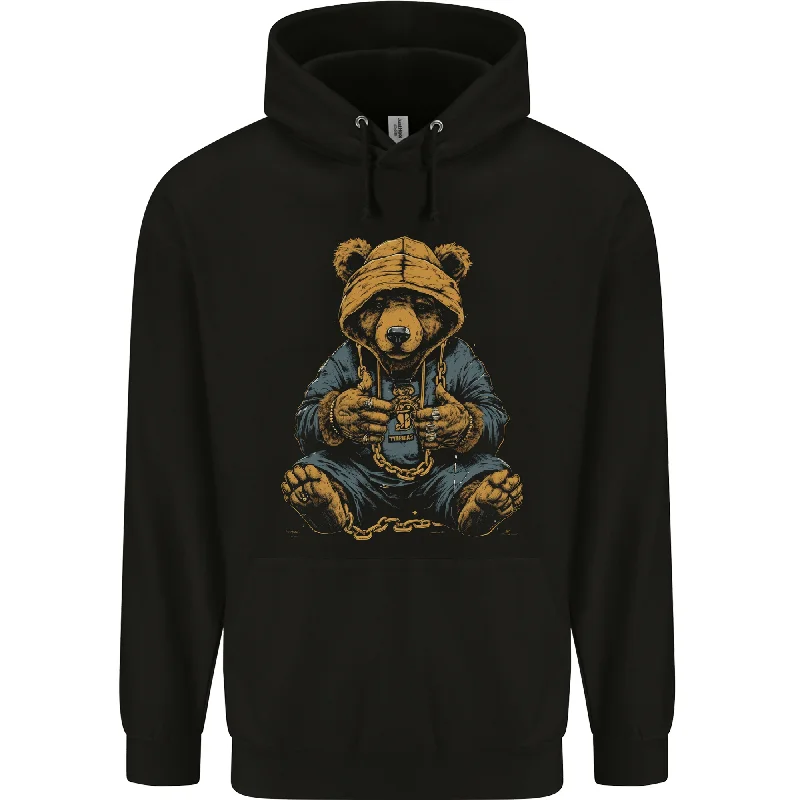 Year-End Sale Hip-Hop Teddy Bear Gangsta Rap Gangster Mens 80% Cotton Hoodie