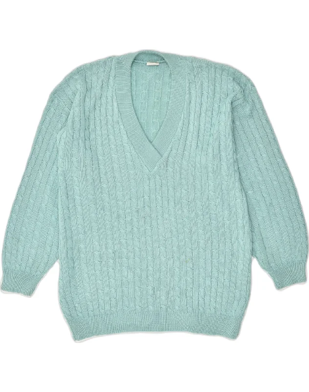 Price Blitz VINTAGE Womens V-Neck Jumper Sweater UK 16 Large Green Acrylic