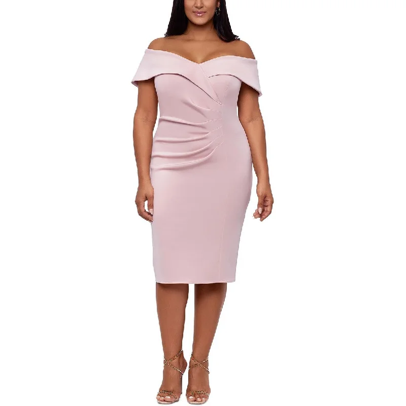 Now or Never X by Xscape Womens Plus Sweetheart Neck Midi Cocktail and Party Dress