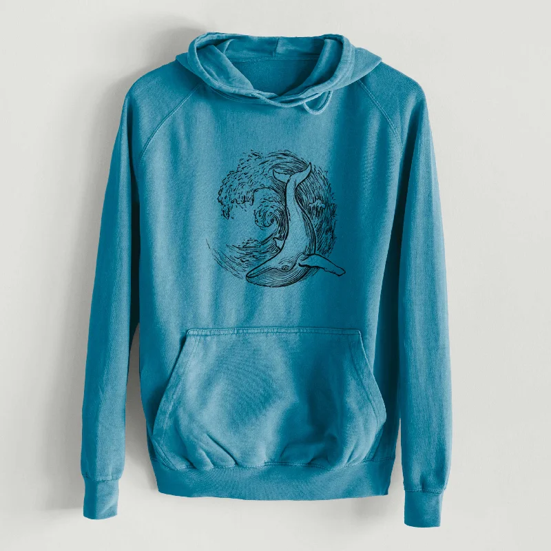 Stock Clearance Whale Wave  - Mid-Weight Unisex Vintage 100% Cotton Hoodie