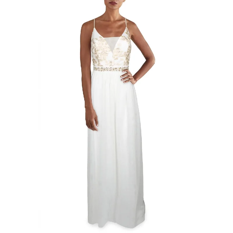 Blowout Sale Emerald Sundae Womens Juniors Metallic Embellished Formal Dress