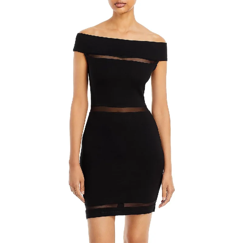 Exclusive Offers French Connection Womens Mesh Inset Above Knee Bodycon Dress