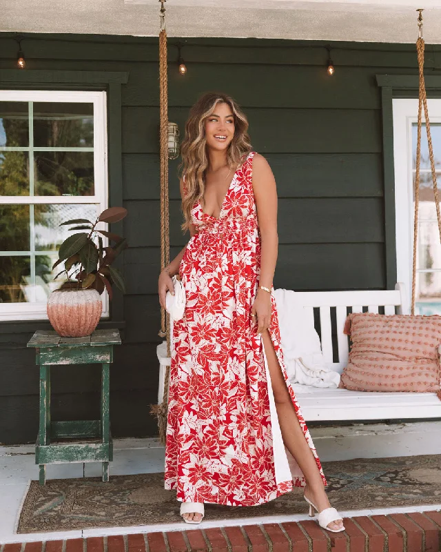 Markdowns Serafina Smocked Side Slit Maxi Dress