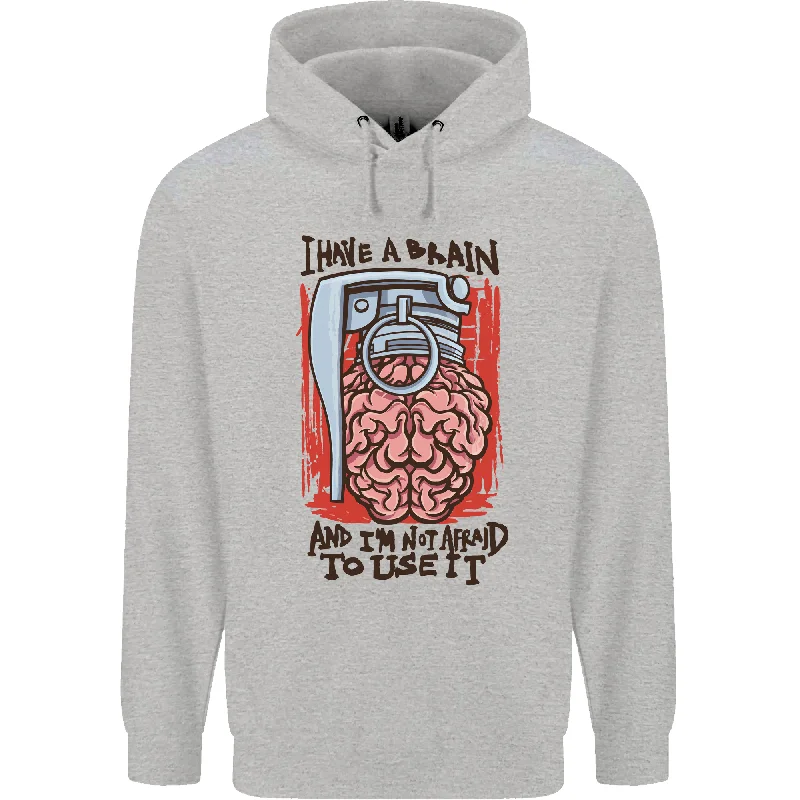 Super Deal I Have a Brain and Im Prepared to Use It Mens 80% Cotton Hoodie