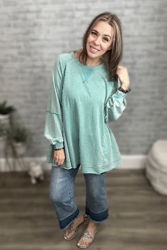 Midnight Madness Jade by Jane Oversized Color Wash Sweatshirt with Pockets!