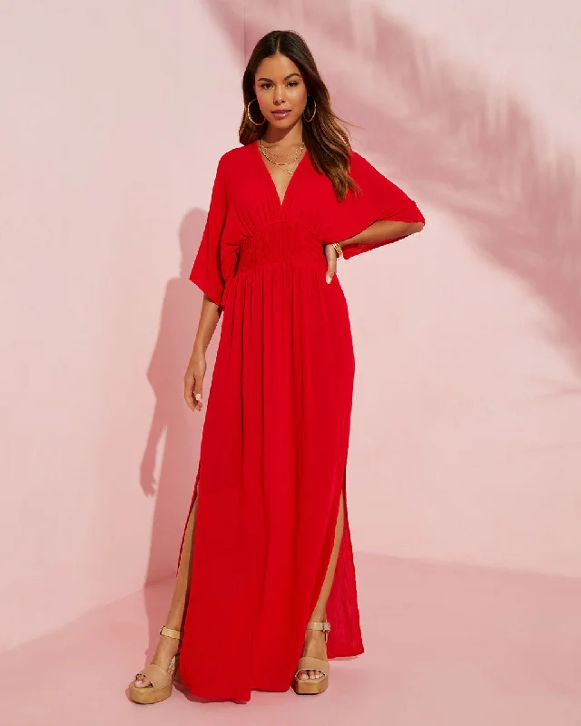 Online Specials Kimona Smocked Kimono Maxi Dress