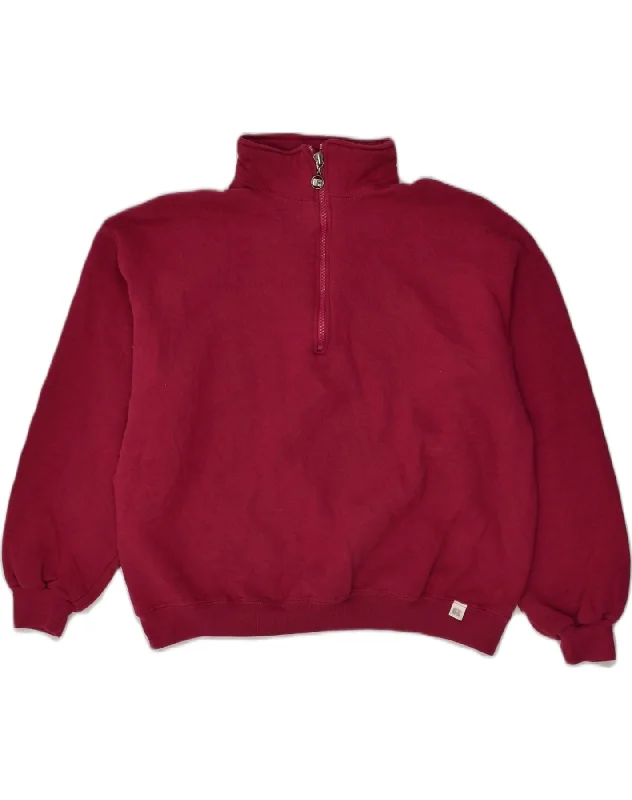 Unbeatable Prices RUSSELL ATHLETIC Womens Zip Neck Sweatshirt Jumper UK 14 Medium Maroon