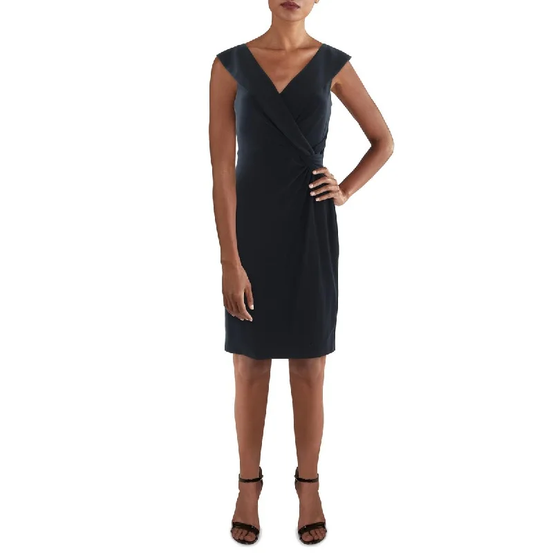 The Best Prices Lauren Ralph Lauren Womens Knee-Length Surplice Sheath Dress