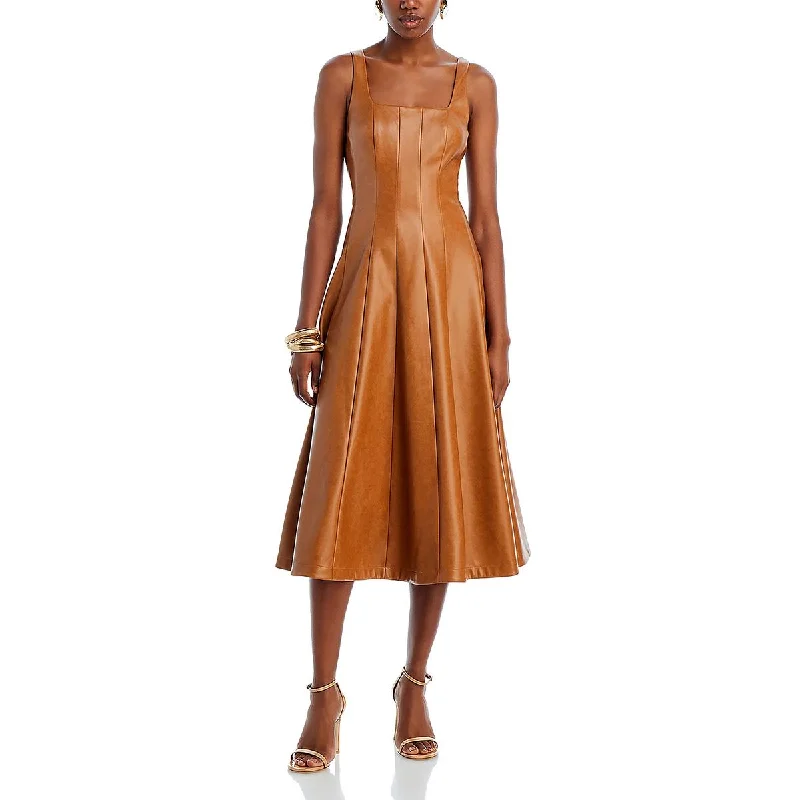 Low Prices Avec Les Filles Womens Faux Leather Seamed Midi Dress
