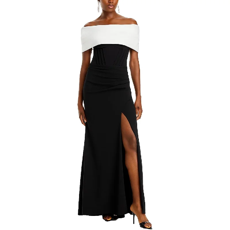 Discount Days Aqua Womens Full Length Boning Evening Dress