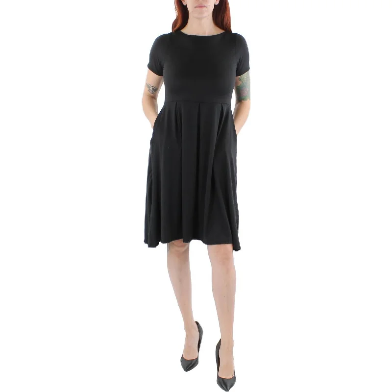 Hurry In 24seven Comfort Apparel Womens Knit Short Sleeves Fit & Flare Dress