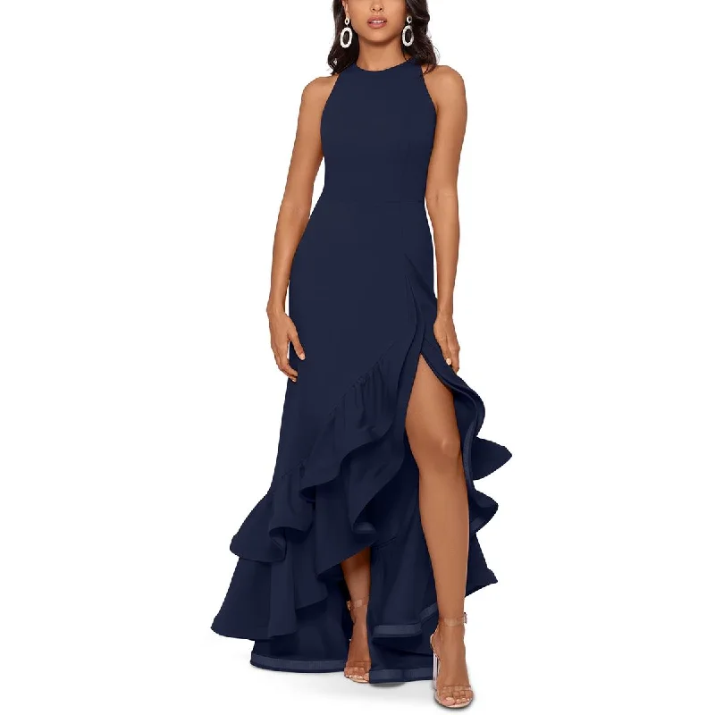Price Rollback Betsy & Adam Womens Cascade Ruffle Sleeveless Evening Dress