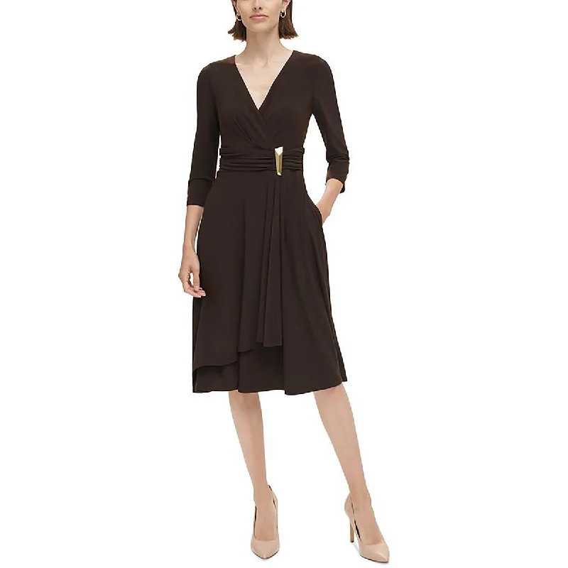 Incredible Offers Jessica Howard Womens Ruched Waist V-Neck Wear To Work Dress