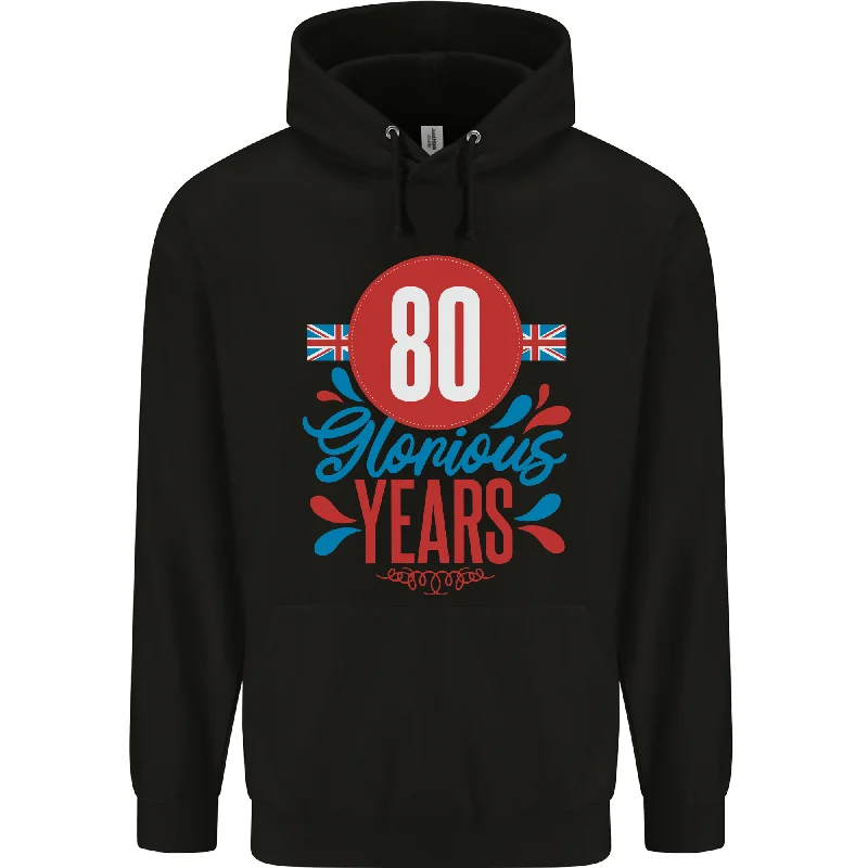 Savings Galore Glorious 80 Years 80th Birthday Union Jack Flag Mens 80% Cotton Hoodie
