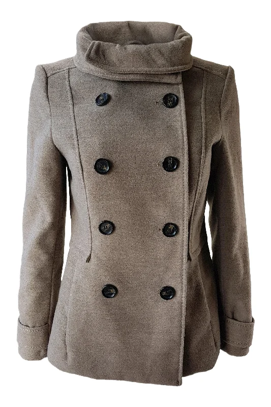 Deep Discounts H&M 1990s Vintage Tan Brown Women's Double Breasted Pea Coat (36)