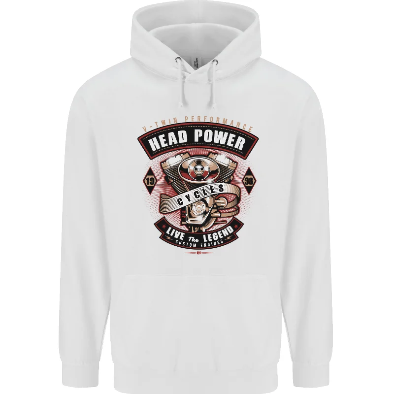 Online Only Head Power Motorcycle Motorbike Biker Mens 80% Cotton Hoodie
