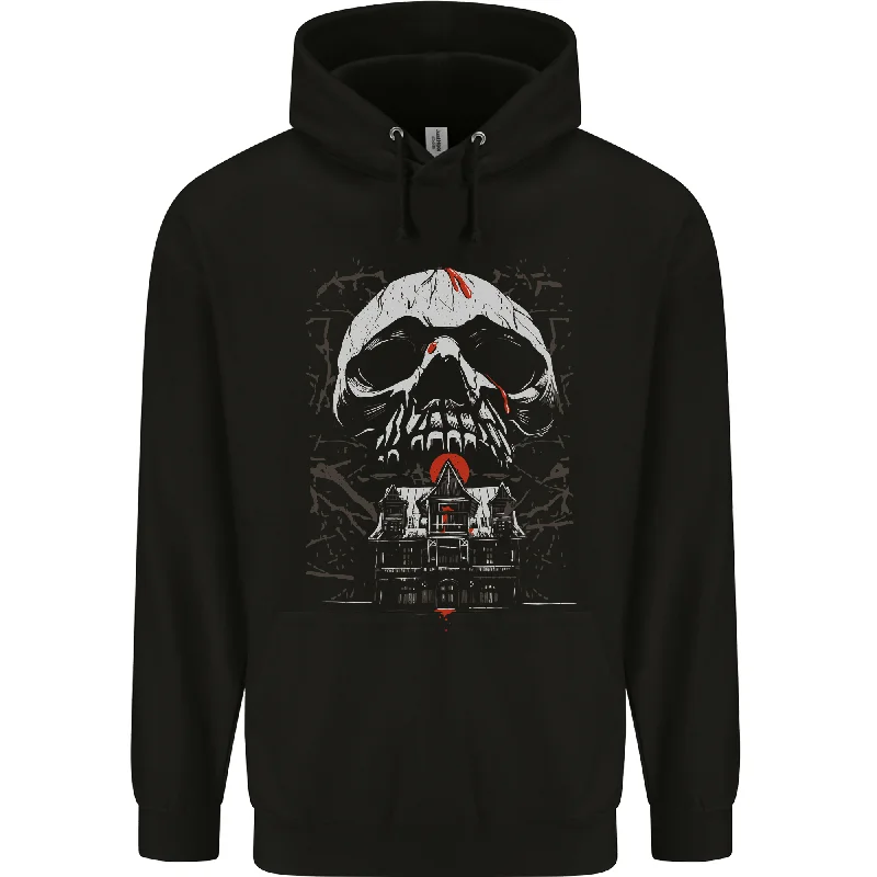 Final Markdown Haunted House Skull Halloween Mens 80% Cotton Hoodie