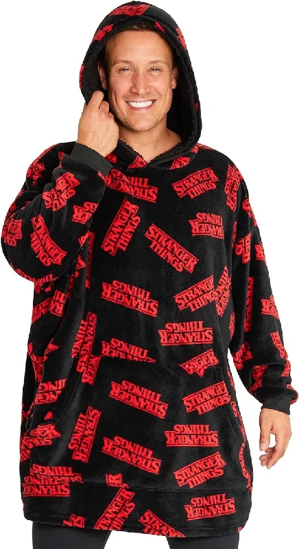 Clearance Sale Stranger Things Blanket Hoodie for Men &  Women - Black & Red