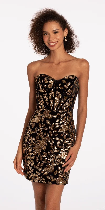 Today’s Deal Sweetheart Velvet Sequin Corset Sheath Dress