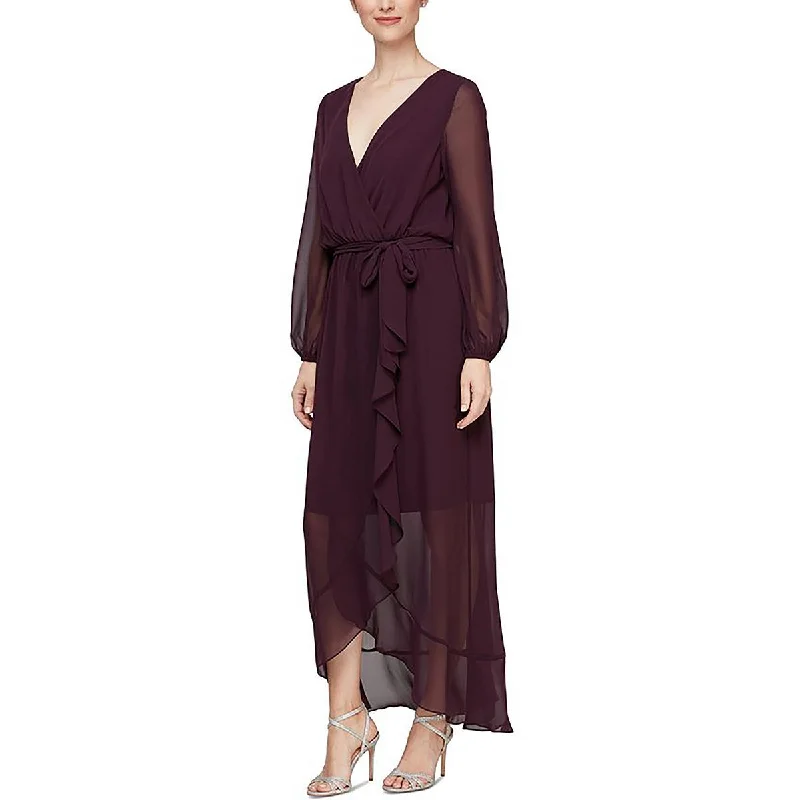 Huge Discounts SLNY Womens Ruffled Hi-Low Midi Dress