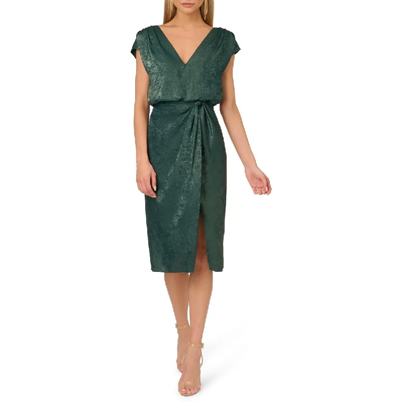 New Arrival Adrianna Papell Womens Foiled Satin Cocktail And Party Dress