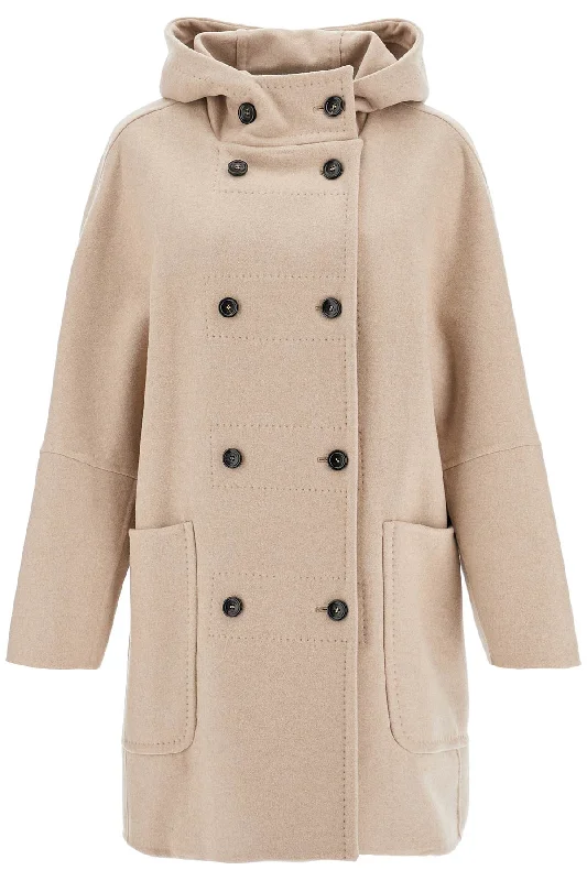 Crazy Deals Double-breasted Coat With Hood  - Neutro